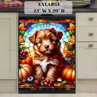 Preview of Stained Glass Autumn Puppy magnet in XX Large size.