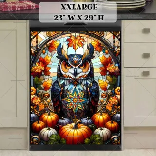 Preview of Stained Glass Thanksgiving Owl magnet in XX Large size.