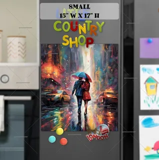 Preview of Couple Walking in a Rainy City magnet in Small size.