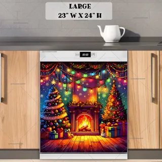 Preview of Cozy Christmas Fireplace magnet in Large size.