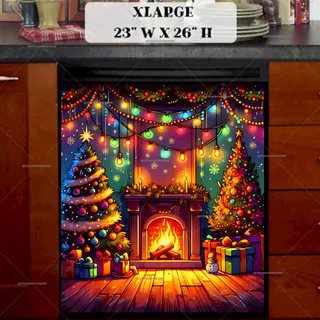 Preview of Cozy Christmas Fireplace magnet in Extra Large size.