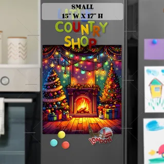 Preview of Cozy Christmas Fireplace magnet in Small size.