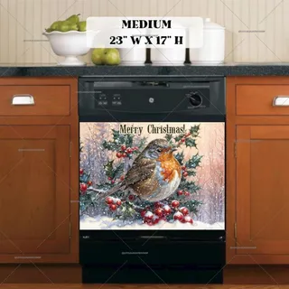 Preview of Christmas Robin and Berries magnet in Medium size.