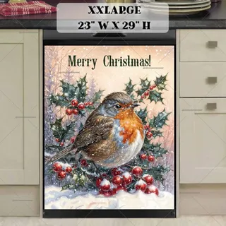 Preview of Christmas Robin and Berries magnet in XX Large size.