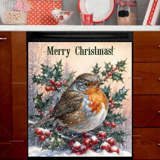 Preview of Christmas Robin and Berries magnet.