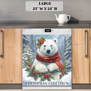 Preview of Christmas Polar Bear Greetings magnet in Large size.