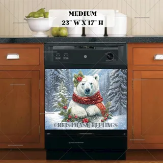 Preview of Christmas Polar Bear Greetings magnet in Medium size.