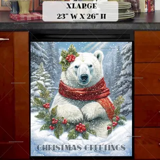 Preview of Christmas Polar Bear Greetings magnet in Extra Large size.