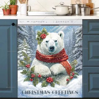 Preview of Christmas Polar Bear Greetings magnet.