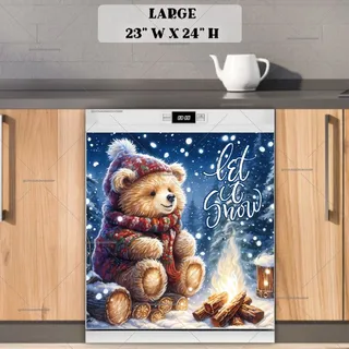 Preview of Christmas Bear Camping magnet in Large size.