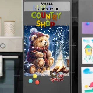 Preview of Christmas Bear Camping magnet in Small size.