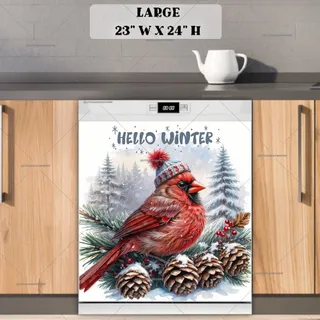 Preview of Christmas Cardinal Greetings magnet in Large size.