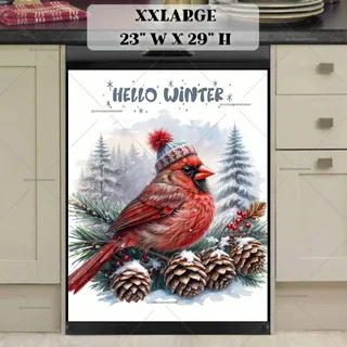 Preview of Christmas Cardinal Greetings magnet in XX Large size.