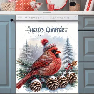 Preview of Christmas Cardinal Greetings magnet.