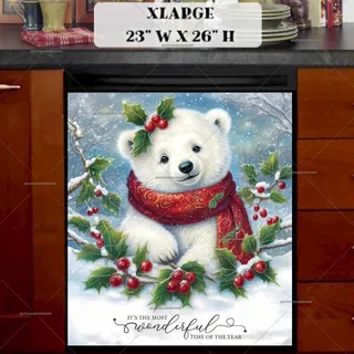 Preview of Christmas Polar Bear Cub magnet in Extra Large size.