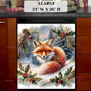 Preview of Little Winter Fox in the Snow magnet in Extra Large size.