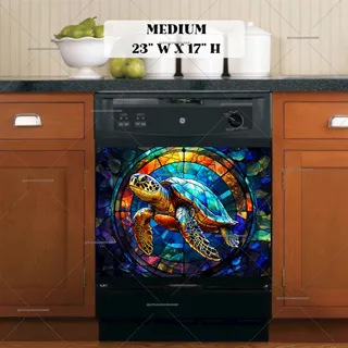 Preview of Stained Glass Turtle in the Sea magnet in Medium size.