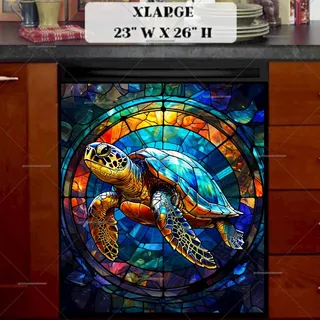 Preview of Stained Glass Turtle in the Sea magnet in Extra Large size.