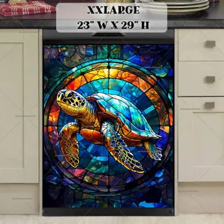 Preview of Stained Glass Turtle in the Sea magnet in XX Large size.