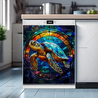 Preview of Stained Glass Turtle in the Sea magnet.