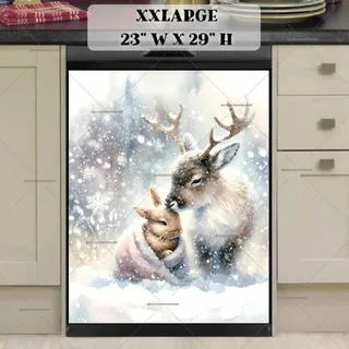 Preview of Winter Bunny and Reindeer Baby magnet in XX Large size.