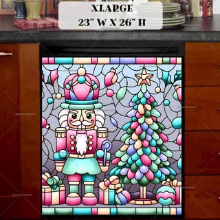 Preview of Stained Glass Pastel Nutcracker magnet in Extra Large size.