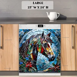 Preview of Stained Glass Christmas Horse magnet in Large size.