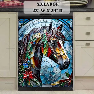 Preview of Stained Glass Christmas Horse magnet in XX Large size.