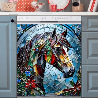 Preview of Stained Glass Christmas Horse magnet.