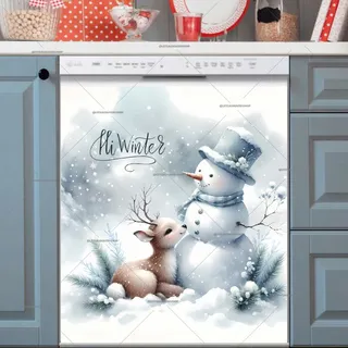 Preview of Cute Snowman and a Baby Deer magnet.