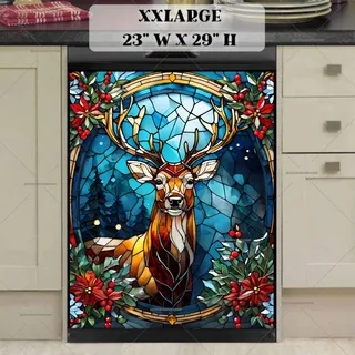 Preview of Stained Glass Christmas Deer magnet in XX Large size.