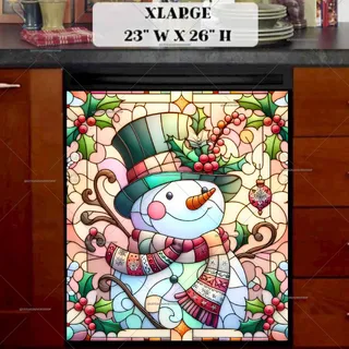 Preview of Stained Glass Pastel Snowman magnet in Extra Large size.