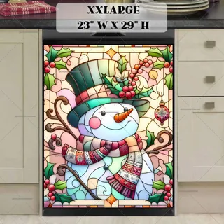 Preview of Stained Glass Pastel Snowman magnet in XX Large size.