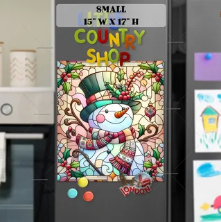 Preview of Stained Glass Pastel Snowman magnet in Small size.