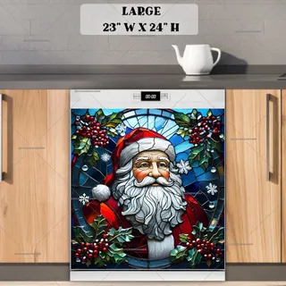 Preview of Stained Glass Santa Claus magnet in Large size.