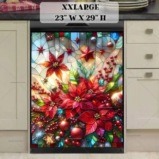 Preview of Stained Glass Poinsettias magnet in XX Large size.