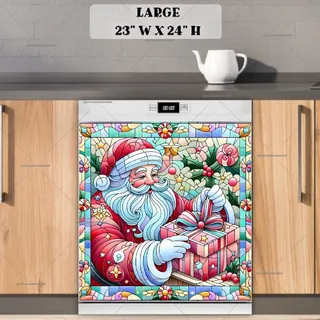 Preview of Stained Glass Pastel Santa magnet in Large size.