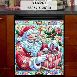 Preview of Stained Glass Pastel Santa magnet in Extra Large size.