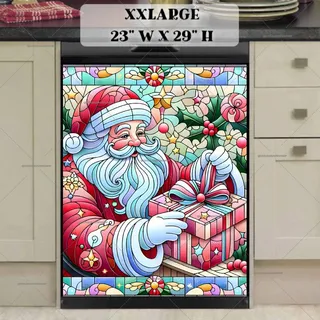 Preview of Stained Glass Pastel Santa magnet in XX Large size.