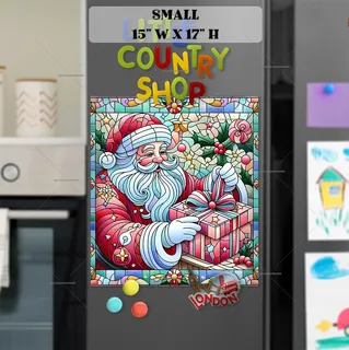 Preview of Stained Glass Pastel Santa magnet in Small size.