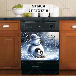 Preview of Cute Snowman and a Baby Penguin magnet in Medium size.