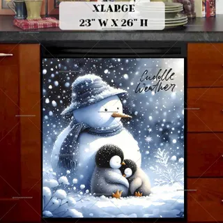 Preview of Cute Snowman and a Baby Penguin magnet in Extra Large size.