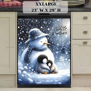 Preview of Cute Snowman and a Baby Penguin magnet in XX Large size.