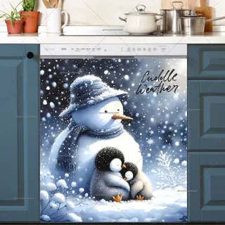 Preview of Cute Snowman and a Baby Penguin magnet.