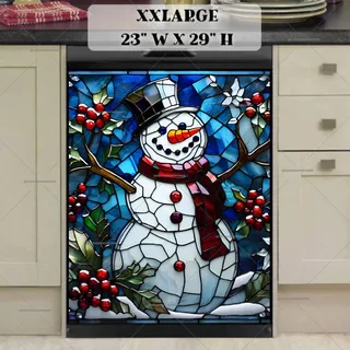 Preview of Stained Glass Christmas Snowman magnet in XX Large size.