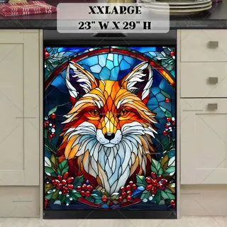 Preview of Stained Glass Christmas Fox magnet in XX Large size.