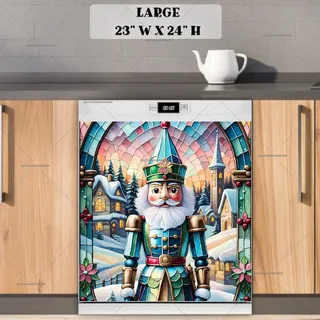 Preview of Stained Glass Pastel Nutcracker Village magnet in Large size.