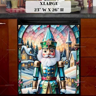 Preview of Stained Glass Pastel Nutcracker Village magnet in Extra Large size.