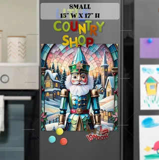 Preview of Stained Glass Pastel Nutcracker Village magnet in Small size.