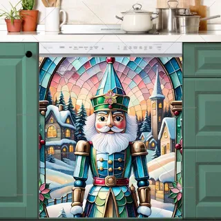 Preview of Stained Glass Pastel Nutcracker Village magnet.